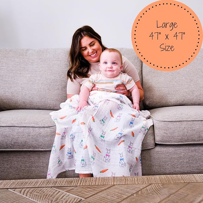 LollyBanks Swaddle Blanket, 100% Cotton Muslin Swaddle Blankets, Neutral - Image 3