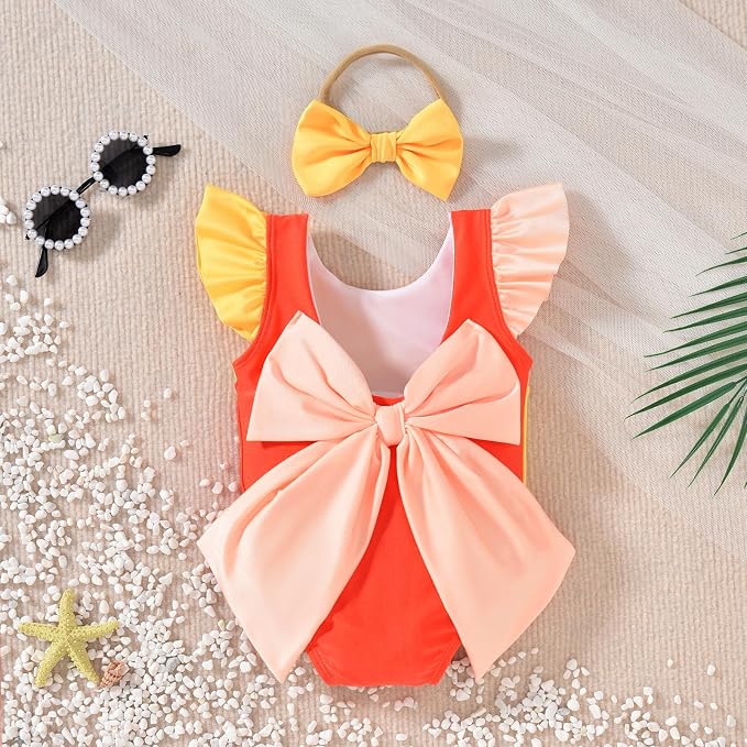 Toddler Girl Baby Ruffles Mermaid Fish Scale Swimsuit One Piece Swimwear - Image 5