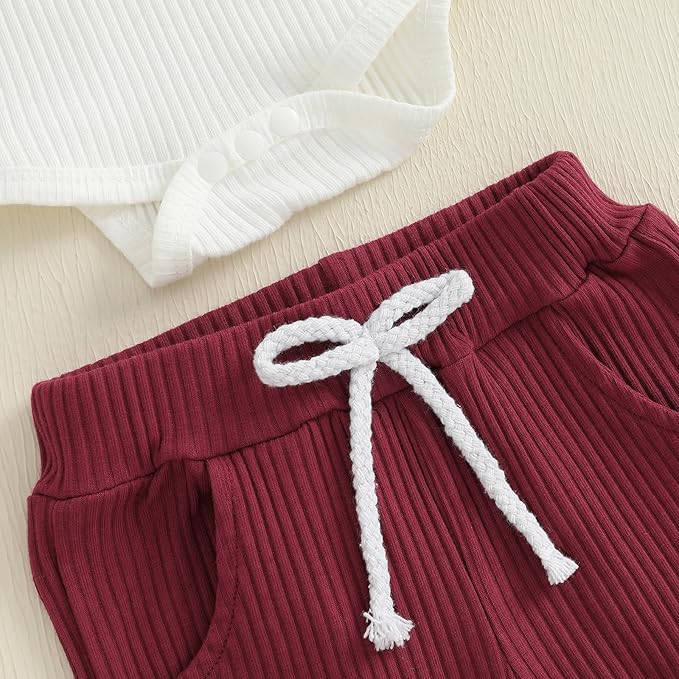 fhutpw Baby Boy Clothes 3 6 12 18 Months Ribbed Knitted Long Sleeve Romper and - Image 6