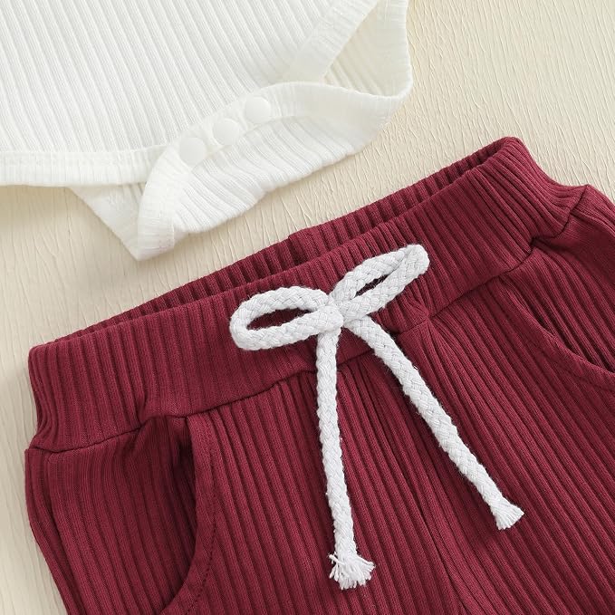 fhutpw Baby Boy Clothes 3 6 12 18 Months Ribbed Knitted Long Sleeve Romper and - Image 6