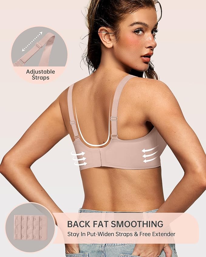 OEAK Womens Deep V Bras Wireless Comfortable Bra Supportive No Underwire Bras - Image 3