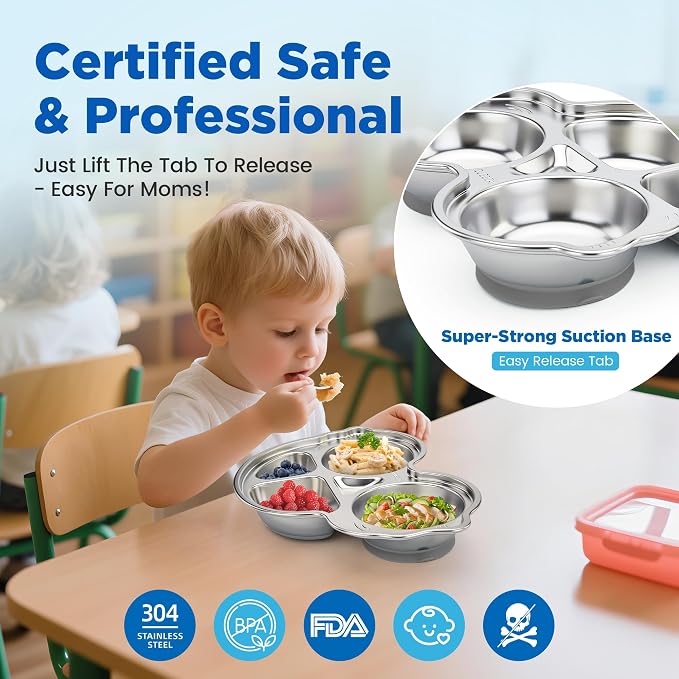 Stainless Steel Baby Suction Plates: Divided Plates Designed - Image 3