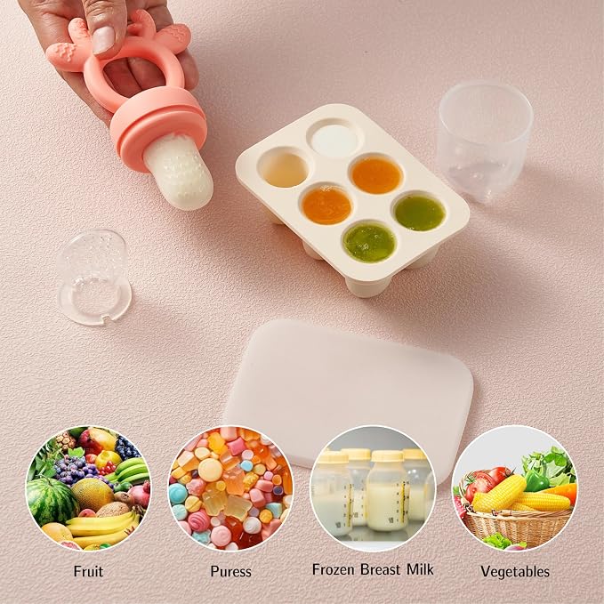 Baby Fruit Food Feeder with Breastmilk Popsicle Molds, Teething Toys Silicone - Image 7