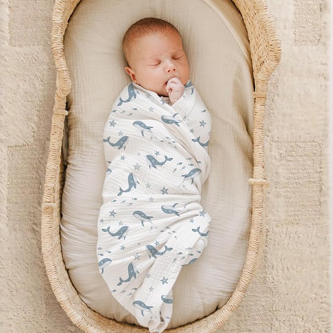 Konssy 2 Pack Muslin Swaddle Blankets, 100% Cotton Receiving Blanket Large 47 x - Image 2