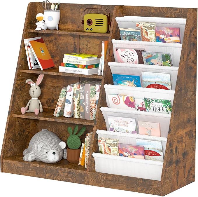 Kids Bookshelf for Bedroom Toddler Child Baby Bookcase 4-Tier for Nursery Book - Image 6