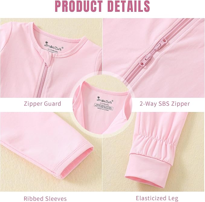Jimonda Baby Sleeper Rompers, Unisex Boys Girls Zip-Front Pajamas One-Piece - Image 5