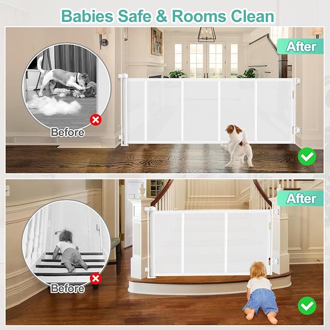 Upgrade 120 inch Retractable Baby Gates, EZIGO Extra Wide Baby Gate - Image 4