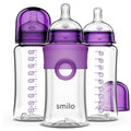 Smilo Baby Bottle Set with Stage 0 Slow Flow Anti Colic Nipple, 10 Oz / 300 ml by Smilo