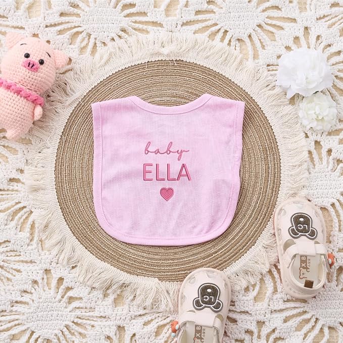 COUPLEHOODIES Custom Baby Name Embroidered Bib – Cotton Feeding Bib - Image 5