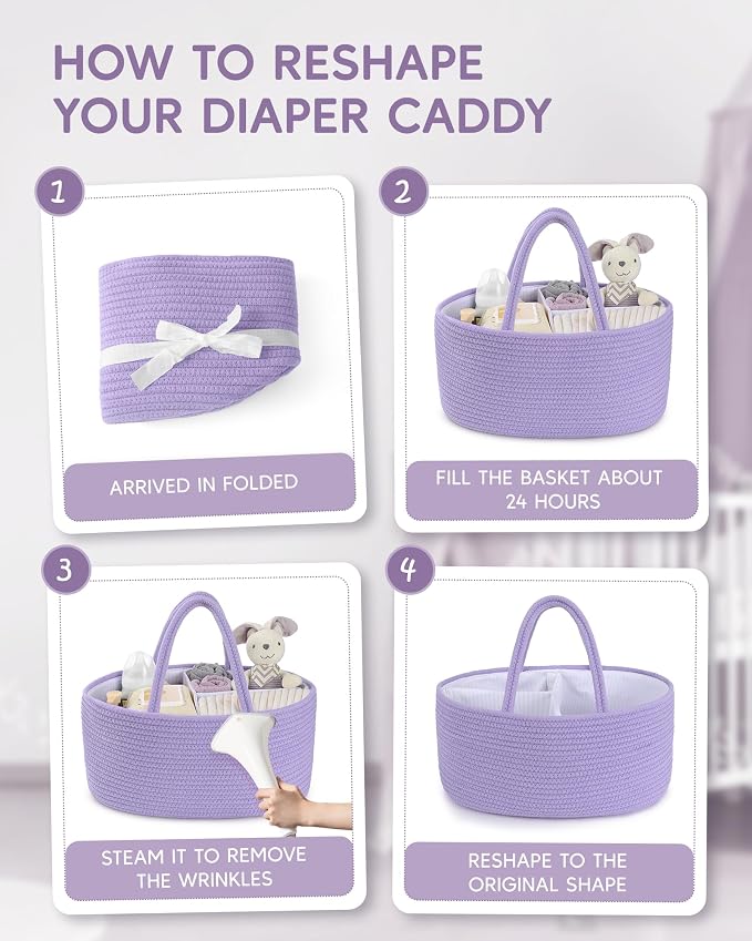 Maliton Baby Diaper Caddy Organizer, Cotton Rope Diaper Caddy Basket, Large - Image 8