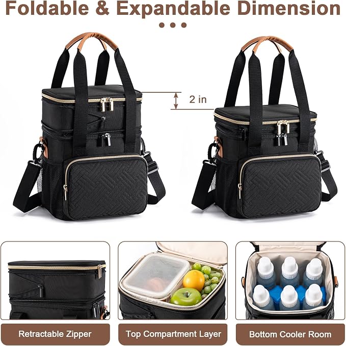 Breastmilk Cooler Bag with Ice Pack Fits 6 Baby Bottles Up to 9 Ounce, - Image 2