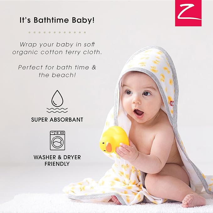 Zutano Hooded Baby Towels, Organic Cotton Baby Bath Towel, Ultra Soft and - Image 5