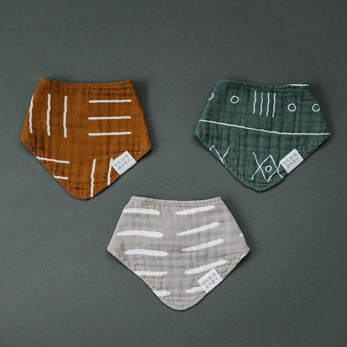 Mebie Baby Muslin Cotton Bib, 3 pack, Baby Bib Set - Image 7