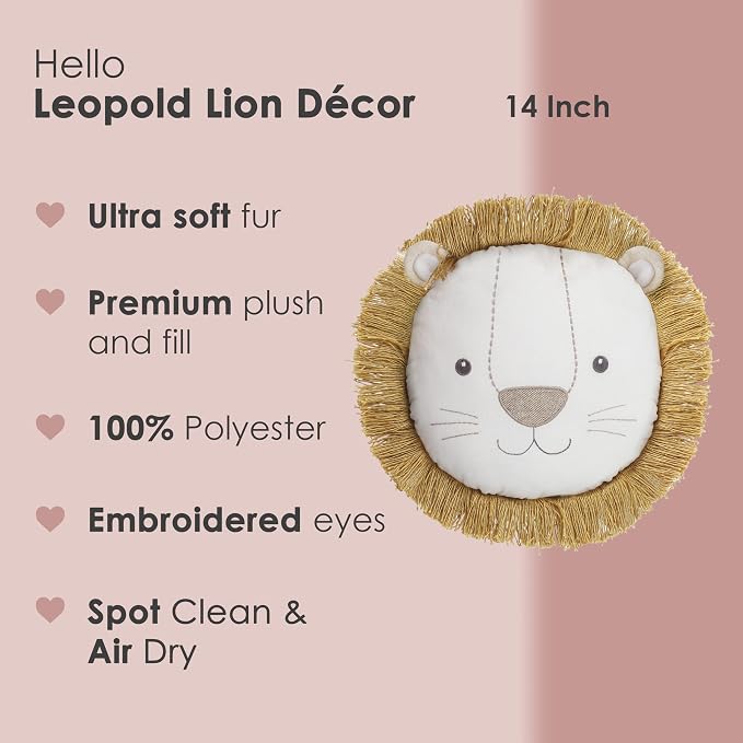 MON AMI Leopold Lion Décor Pillow – 14” |Plush Stuffed Animal Hugging Pillow - Image 2