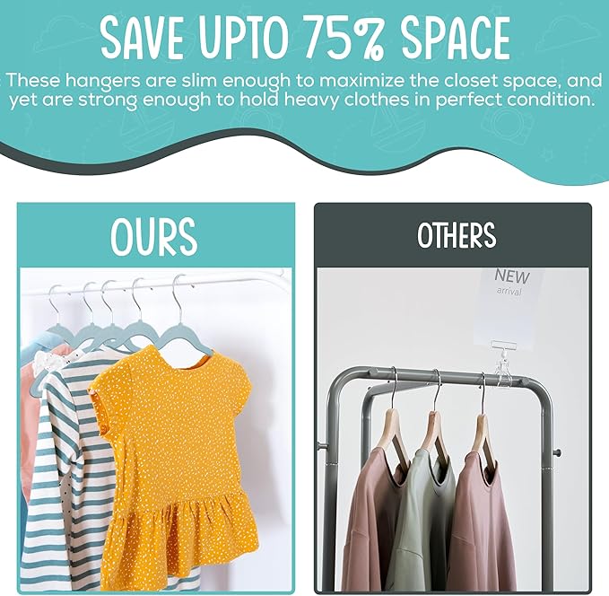 50 Premium Kids Velvet Hangers - Image 5