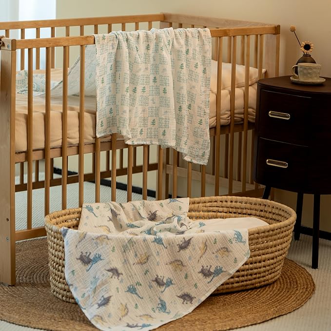 Muslin Swaddle Blankets for Newborn, 3 Pack Breathable Soft Receiving Blanket - Image 6
