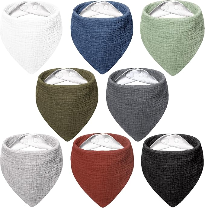 Bearmoss Muslin Baby Bibs 8 Pack Soft Bandana Bibs by Bearmoss