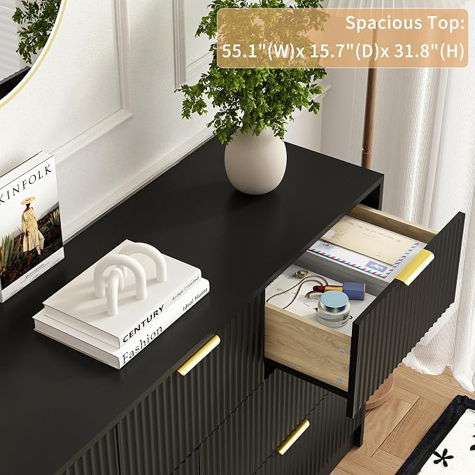 7 Drawers Dresser for Bedroom, Modern Chest of Drawers, Wood TV Stand Storage - Image 5