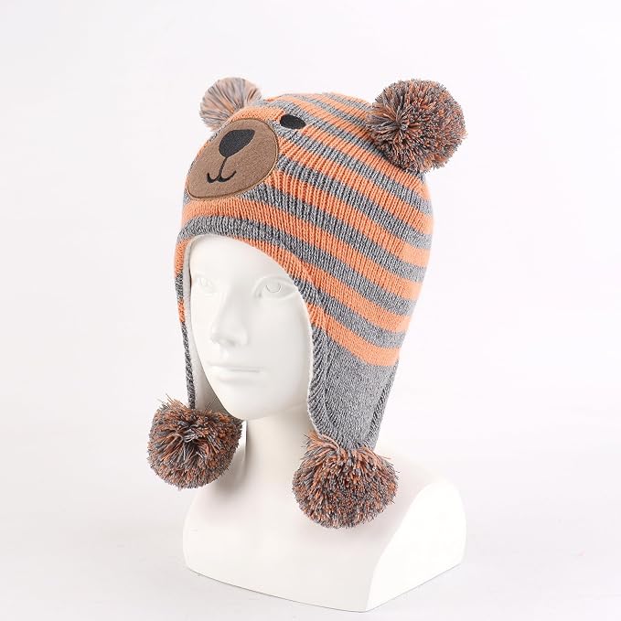 LANGZHEN Toddler Kids Infant Winter Hat, Earflap Knit Warm Cap Fleece Lined - Image 2