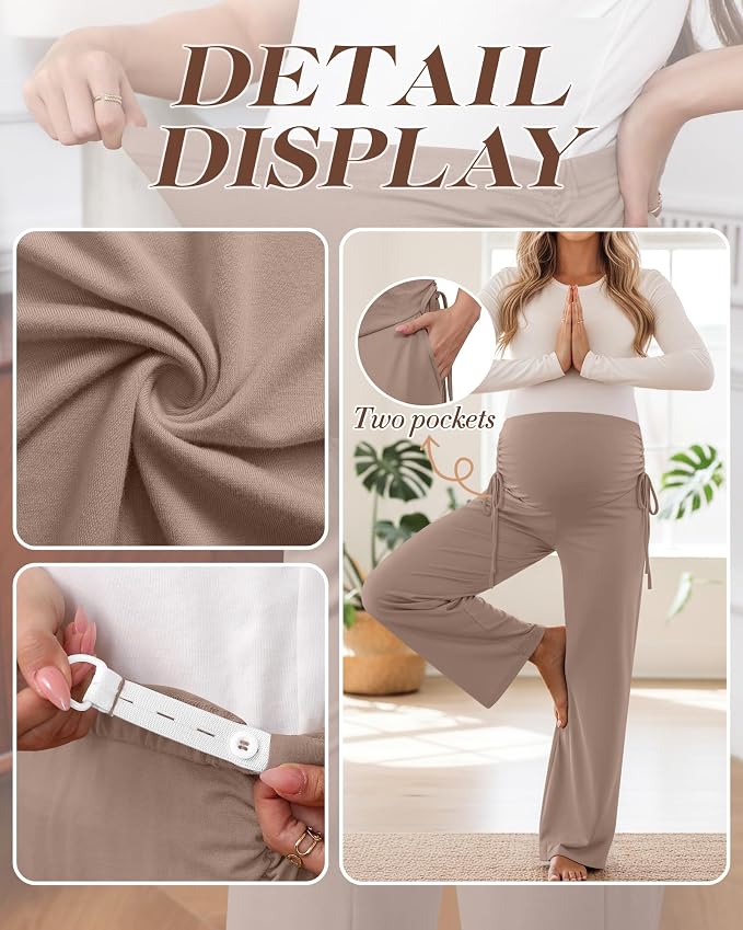 Neer 3 Pack Women's Maternity Pants Over The Belly Loose Pregnancy Pants - Image 4
