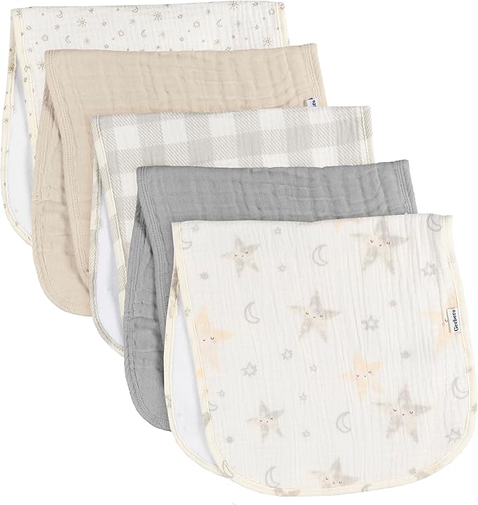 Gerber Baby Unisex Muslin Burp Cloths 5-Pack, Large Size 20" x 10" - Image 2