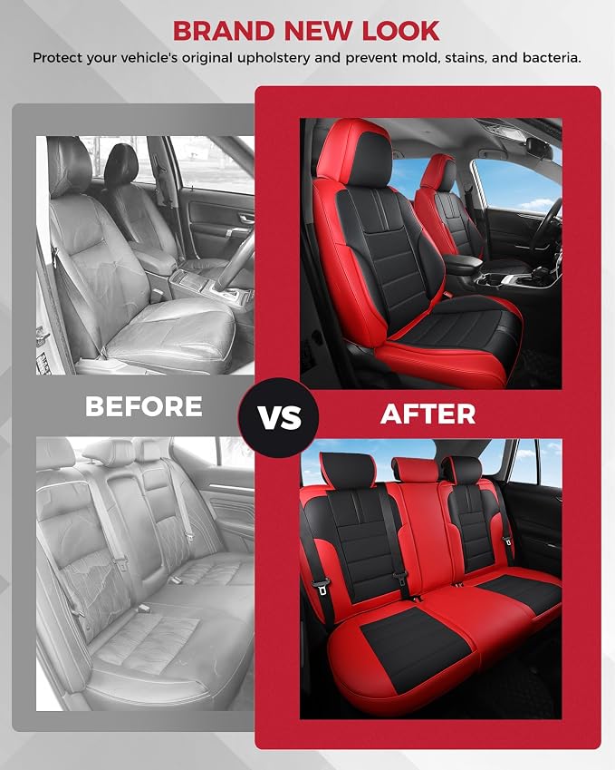 FREESOO Red Black Car Seat Covers Full Set - Image 7