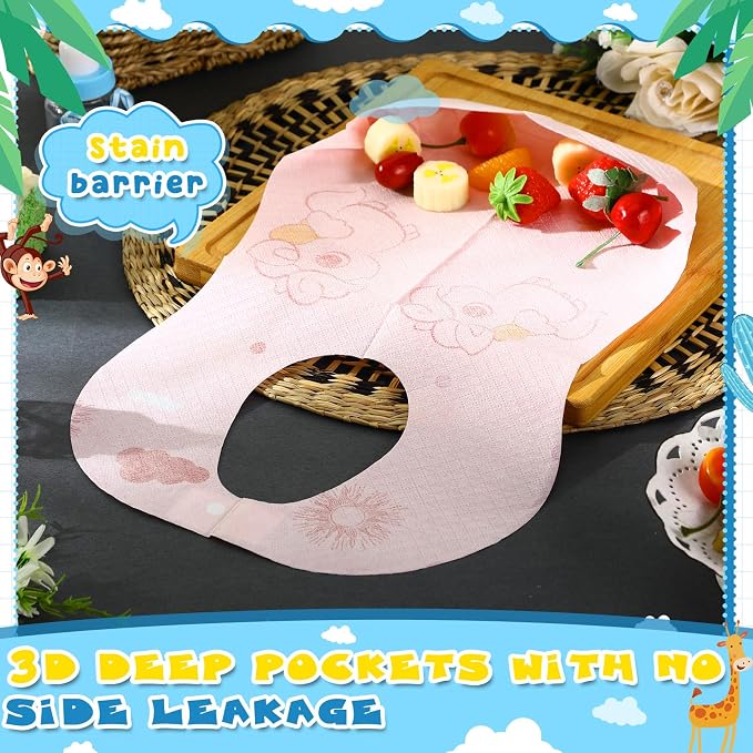 100/200 Pcs Disposable Baby Bibs Bulk Travel Feeding Bib Soft Food Catcher - Image 4