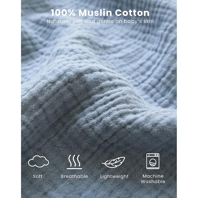 Konssy Muslin Baby Sleep Sack 0-6 Months 0.8 TOG, 2 Pack 100% Cotton Wearable - Image 3
