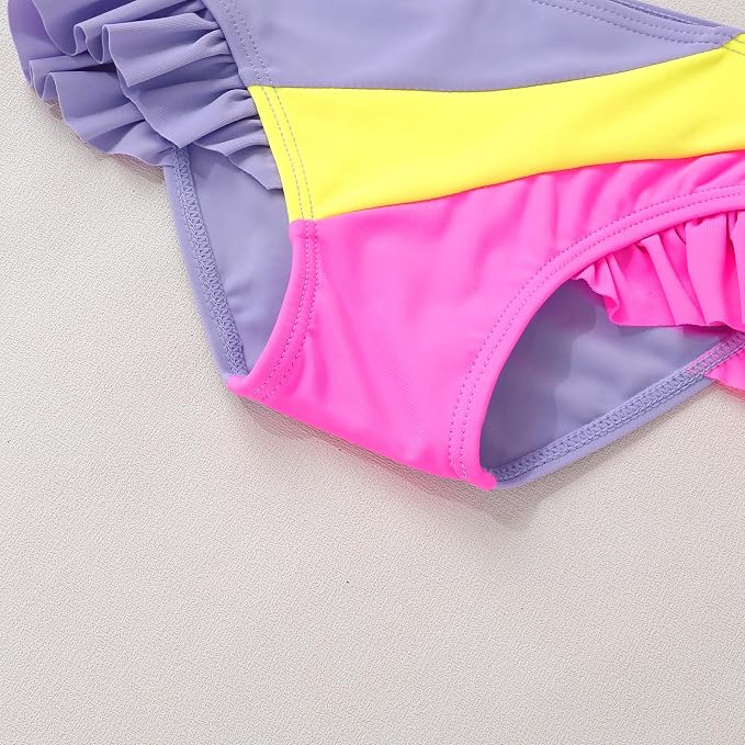 YOUNGER TREE Toddler Girls Two Pieces Swimsuit Color Block Stripe Swimwear - Image 5