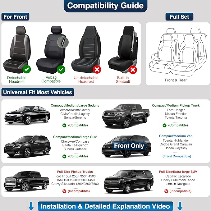 OASIS AUTO Car Seat Covers Premium Waterproof Faux Leather Cushion Universal - Image 6