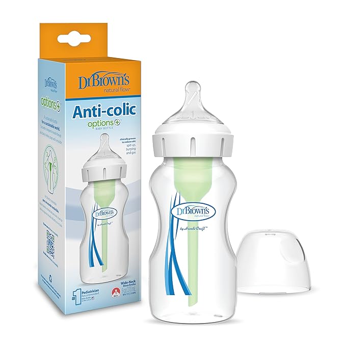 Dr. Brown's Natural Flow Anti-Colic Options+Wide-Neck Baby Bottle, 9 oz/270 mL by DrBrowns