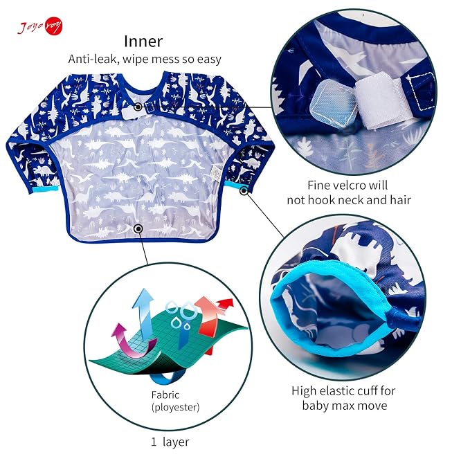 Joyo roy Mess Proof Baby Bibs for Eating Waterproof Toddler Bibs for Boys Soft - Image 2