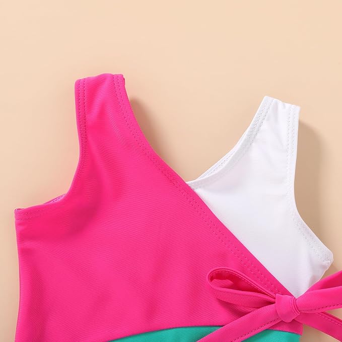 Happy Town Toddler Swimsuit Girl One Piece Bathing Suit Color Block Swimwear - Image 4