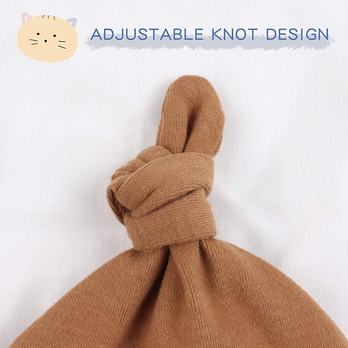 JANGANNSA Newborn Baby Hat Infant Baby Boys Beanie Top Knot Stretchy Hats - Image 3