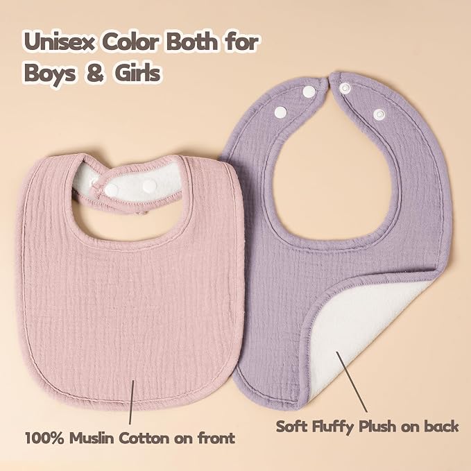 Susurration Muslin Baby Drool Bibs 10Pack Soft Square Adjustable Bandana Bibs - Image 5