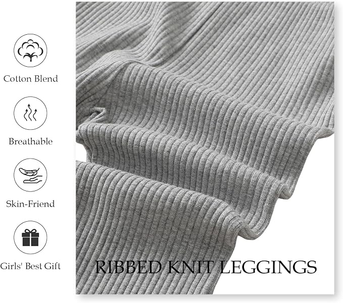 SOBOWO Baby Girl Leggings Pants Toddler Girls Solid Ribbed Pants 3 Pack Ruffle - Image 6