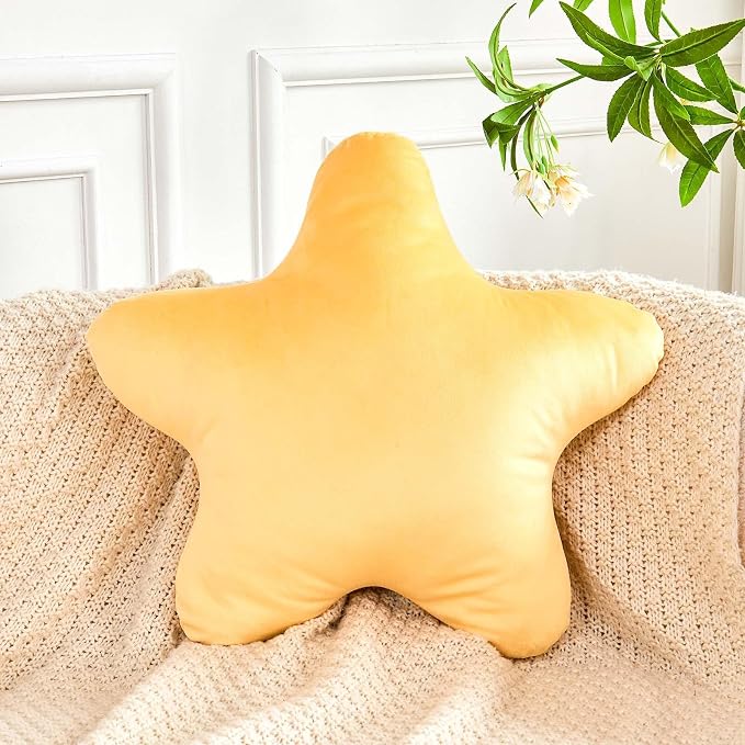 Yellow Star Throw Pillow, Soft 14.9" Star Shaped Decorative Throw Pillow by XVTRU