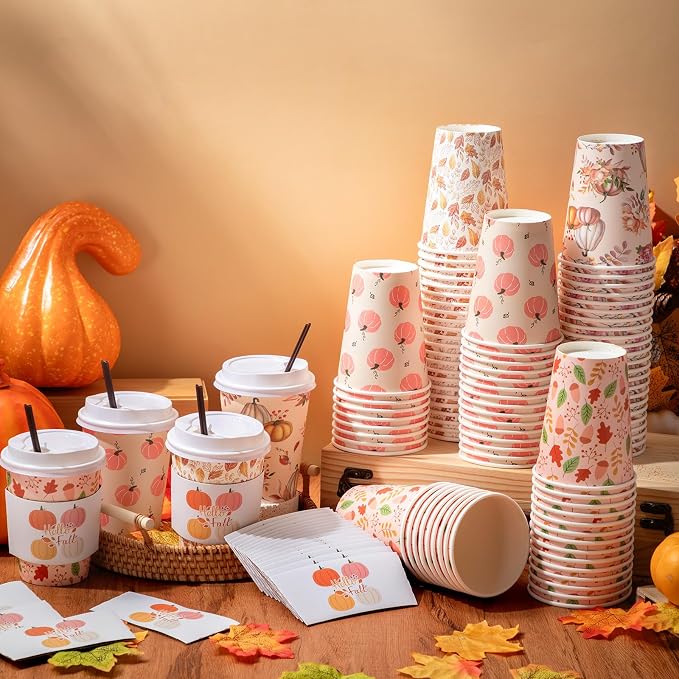 Lallisa 100 Sets Fall Thanksgiving Coffee Cup Bulk - Image 3