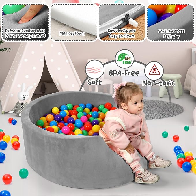Foam Baby Ball Pit, 35.4"x 11.8" Ball Pits - Image 3