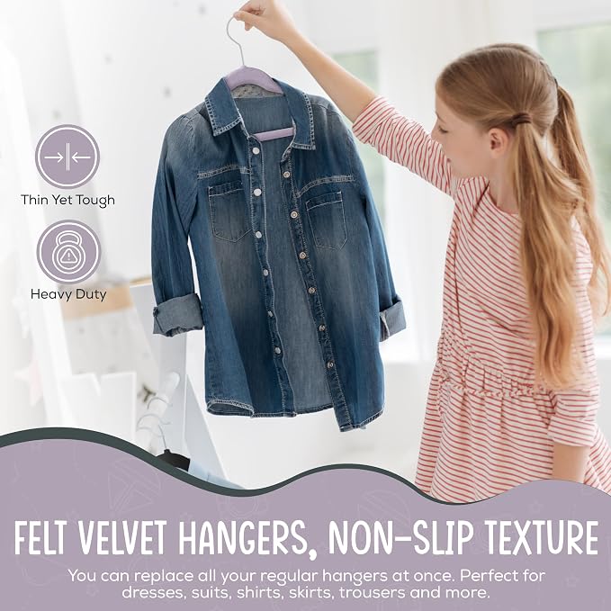 50 Premium Kids Velvet Hangers - Image 3