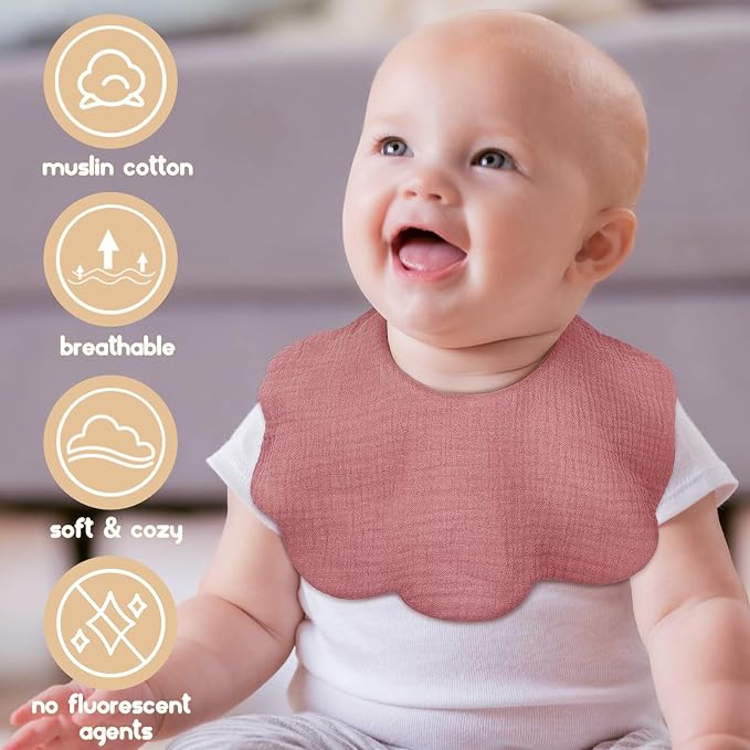 Baby Bibs Muslin Bibs for Baby Girl Boy for Drooling and Teething 10 Pack - Image 2
