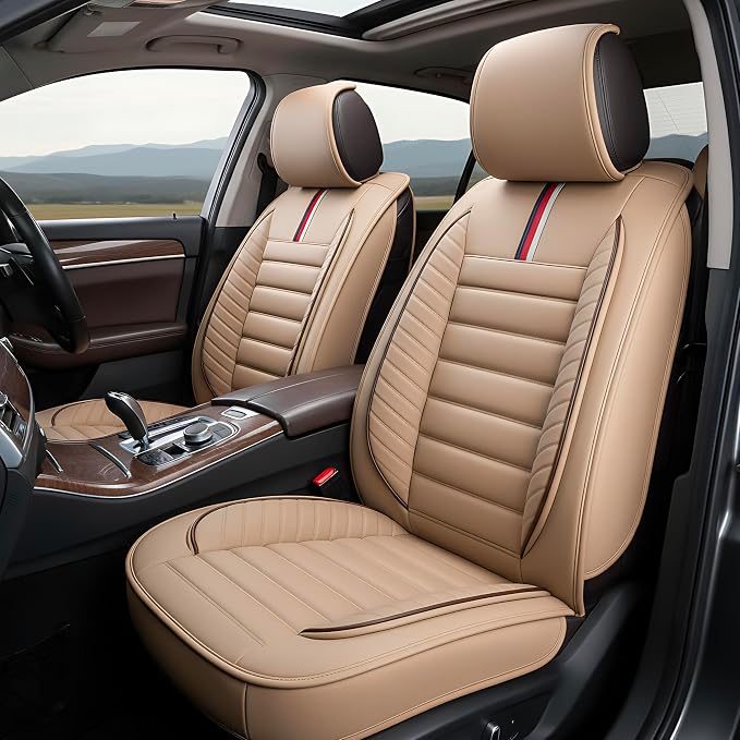 OASIS AUTO Car Seat Covers Premium Waterproof Faux Leather Cushion Universal - Image 5