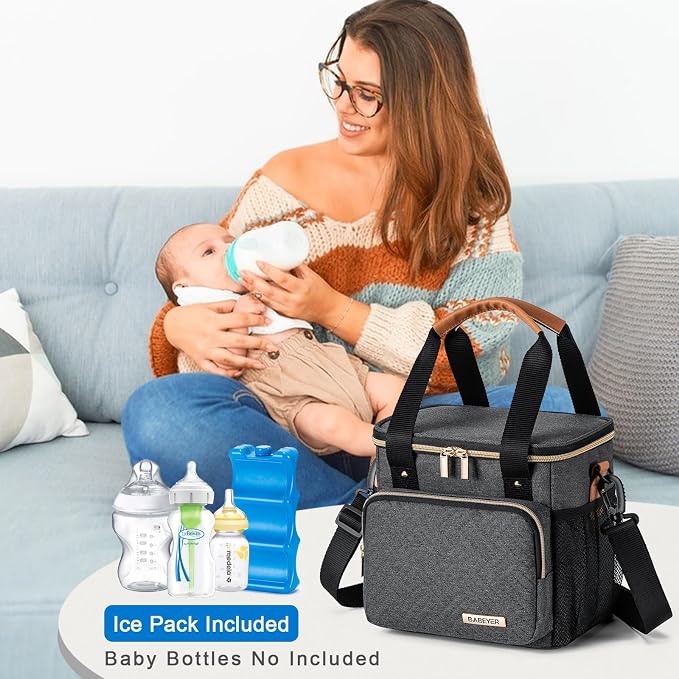 Breastmilk Cooler Bag with Ice Pack Fits 6 Baby Bottles up to 9 Ounce, Breast - Image 6