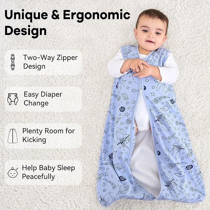 Baby Sleep Sack 0-6 Months 1.0 Tog Baby Wearable Blanket 100% Cotton Sleeping - Image 4