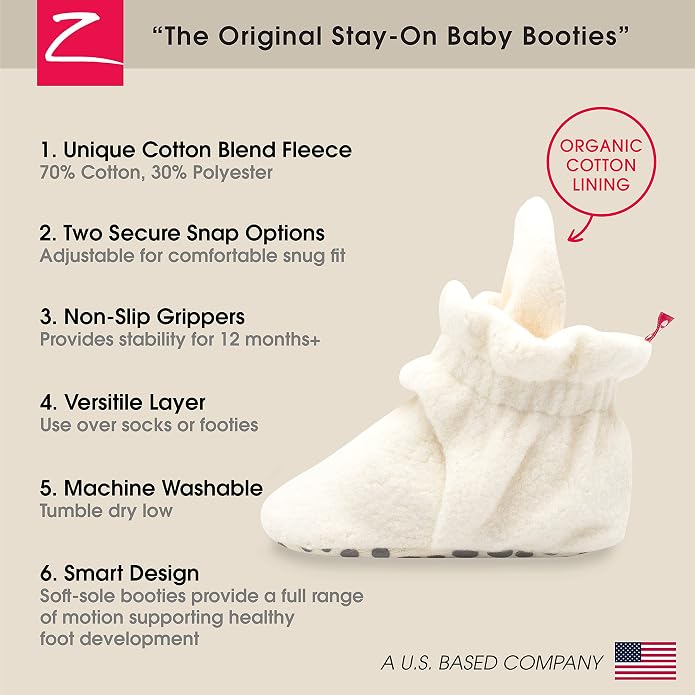 Zutano Unisex Fleece Baby Booties, Two Snap Closure, Newborn to 24 Months - Image 3