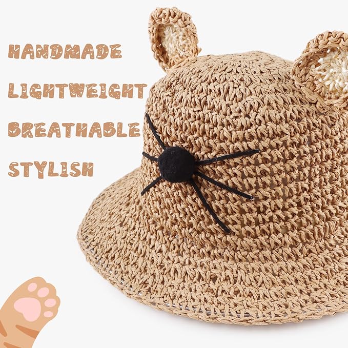 Baby Girl Straw Hat Outdoor Baby Sun Protection Hats Summer Bowknot Beach Cap - Image 2