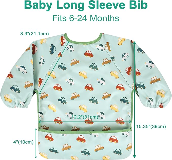 Long Sleeve Baby Bib For Eating Feeding Mess Proof Waterproof Food Smock Bibs - Image 2