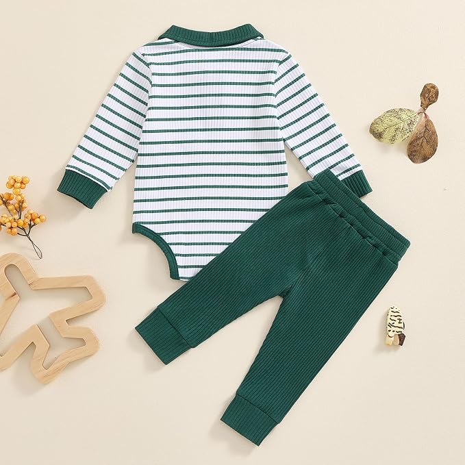 Newborn Baby Boy Girl Clothes Ribbed Knitted Long Sleeve Romper Pants Solid - Image 7