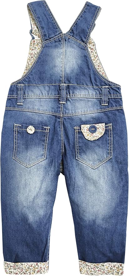 KIDSCOOL SPACE Baby Little Kids Cute Denim Embroidered Fashion Jean Overalls - Image 2