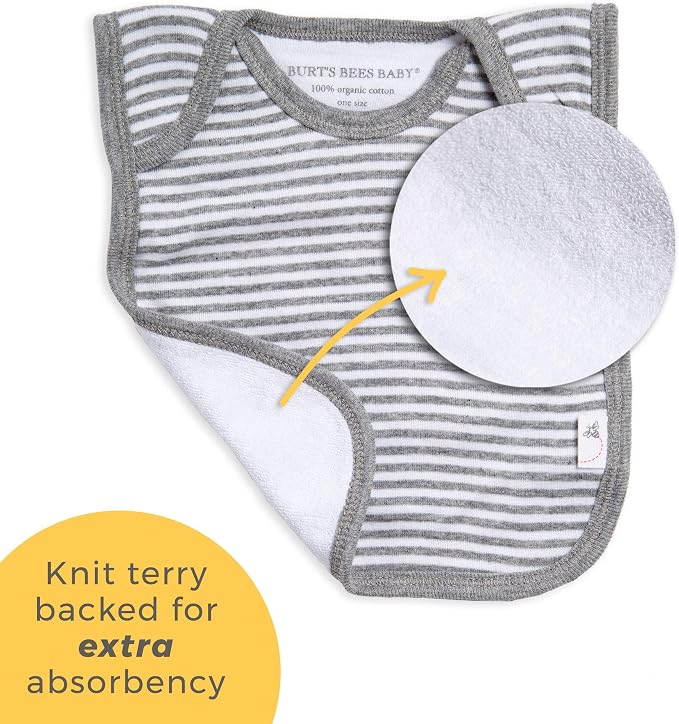 Burt's Bees Baby unisex baby Bibs, Lap-shoulder Drool Cloths, 100% Organic - Image 3